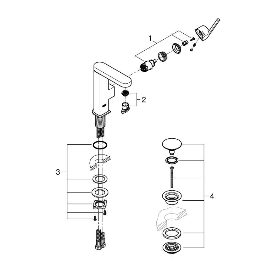 GROHE 23872003 - Torneira para lavatório PLUS M cromado brilhante
