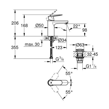 GROHE 23926000 - Torneira para lavatório DN 15, tamanho M, acabamento cromado brilhante