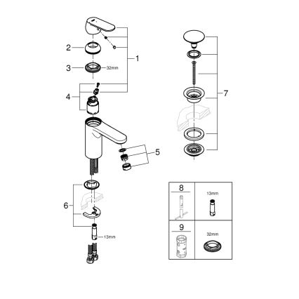 GROHE 23928000 - Misturadora para lavatório DN 15, tamanho M, acabamento cromado brilhante
