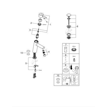 GROHE 23932001 - Misturador para lavatório EUROSMART, tamanho M, cromado brilhante
