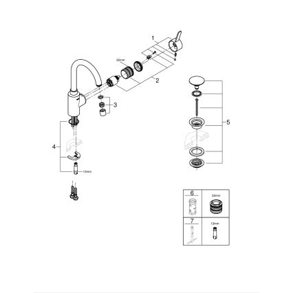 GROHE 23933001 - Misturador para lavatório EUROSMART COSMOPOLITAN, tamanho L, acabamento cromado
