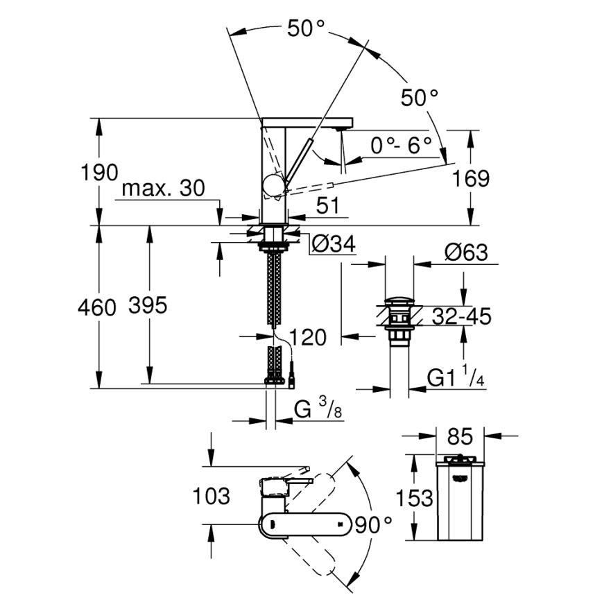 GROHE 23958003 - Misturador PLUS tamanho M, cromado polido