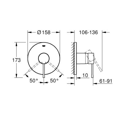GROHE 24057001 - Bateria de duche ESSENCE cromado brilhante