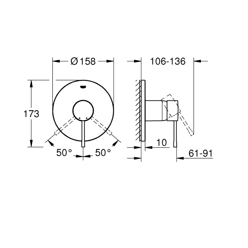 GROHE 24057GN1 - Misturador de duche ESSENCE, acabamento dourado escovado