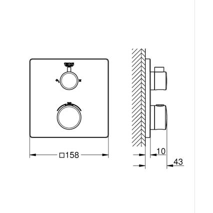 GROHE 24079000 - Misturador termostático de duche GROHTHERM, cromo brilhante