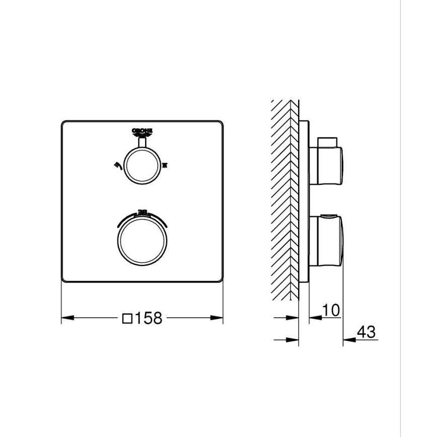 GROHE 24079000 - Misturador termostático de duche GROHTHERM, cromo brilhante
