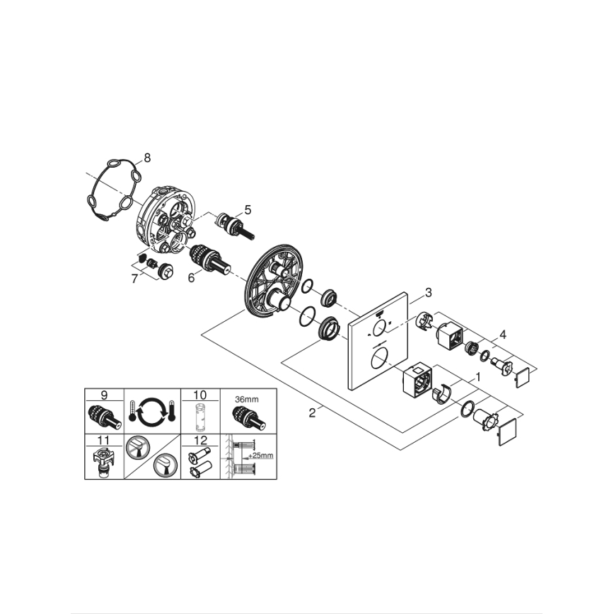 GROHE 24154000 - Misturador termostático GROHTHERM CUBE cromo brilhante