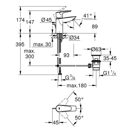 GROHE 24196001 - Misturadora para lavatório START, tamanho S, cromado brilhante