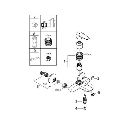GROHE 24198001 - Misturador para banheira DN 15 cromo brilhante