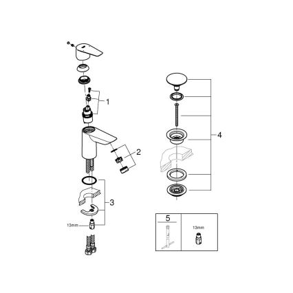GROHE 24199001 - Misturador para lavatório START EDGE DN 15 cromado brilhante
