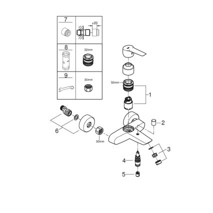 GROHE 242062432 - Misturador de banheira START DN 15 preto