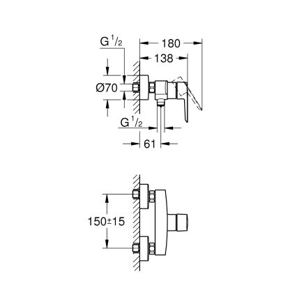 GROHE 24208002 - Misturador de parede para duche START DN 15, cromo brilhante