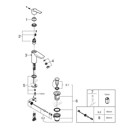 GROHE 242092432 - Misturadora de lavatório QUICKFIX START 165 mm preta