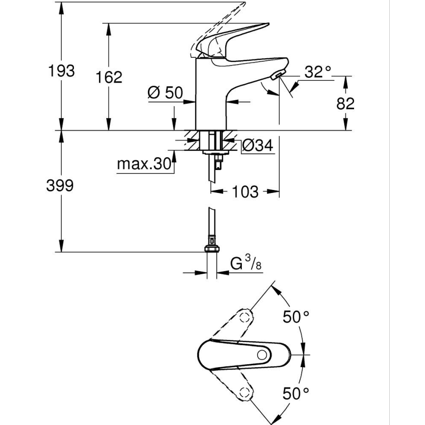 GROHE 24317001 - Misturador de lavatório SWIFT 162 mm cromo brilhante