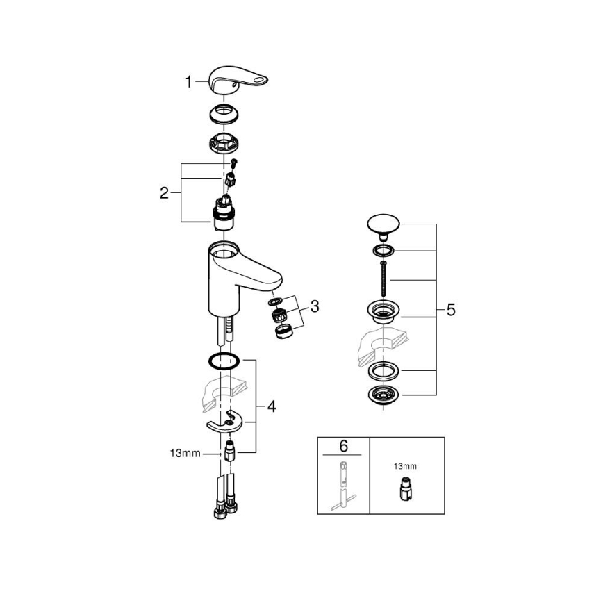 GROHE 24318001 - Misturador para lavatório SWIFT 162 mm cromado brilhante