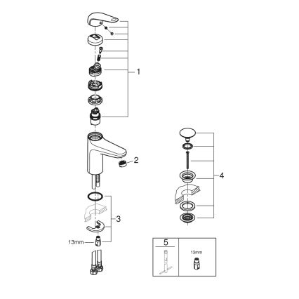 GROHE 24327001 - Torneira para lavatório SWIFT tamanho M, cromado brilhante