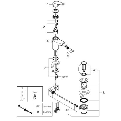 GROHE 24332001 - Bateria para bidé SWIFT 146 mm cromo brilhante