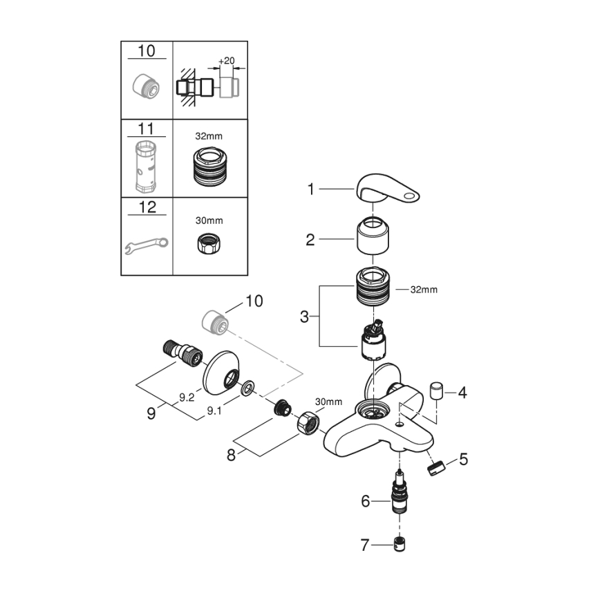 GROHE 24335001 - Misturador para banheira DN 15, cromo brilhante