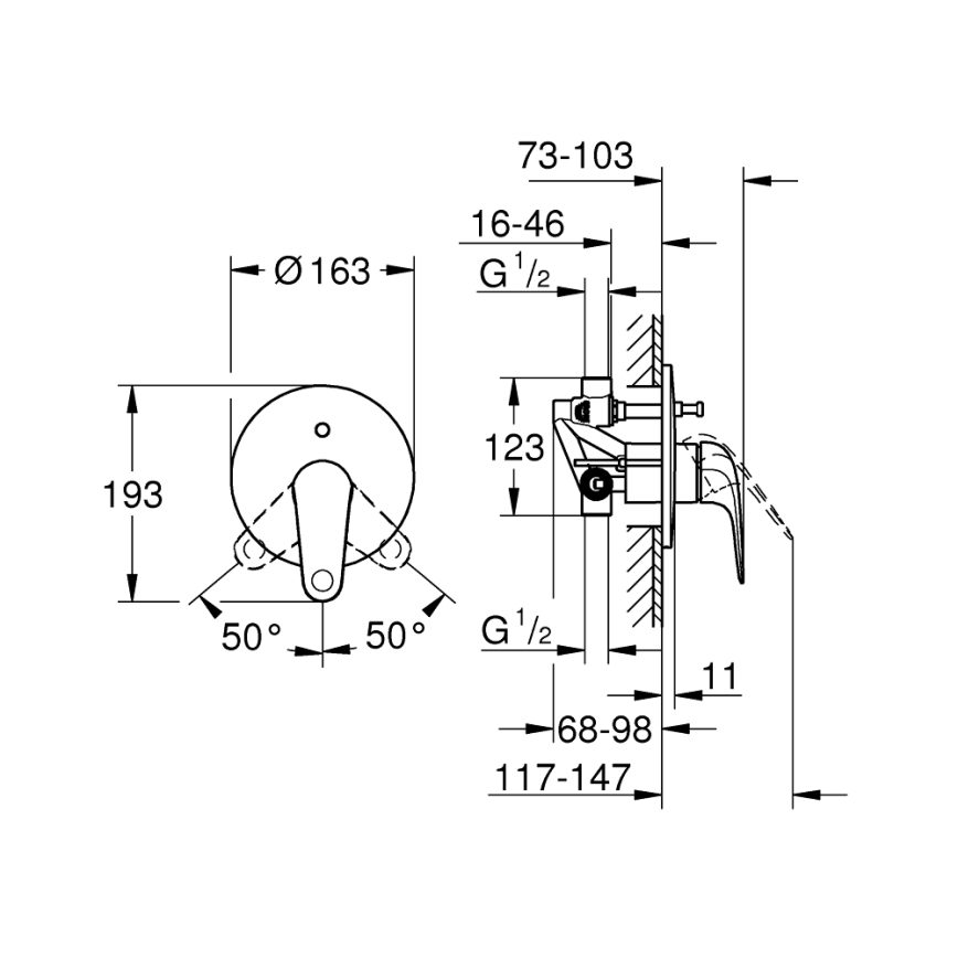 GROHE 24336001 - Misturador de banheira SWIFT DN 15, cromado brilhante