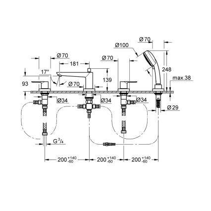GROHE 2511900A - Misturador de banheira BAULOOP DN 20 cromado brilhante