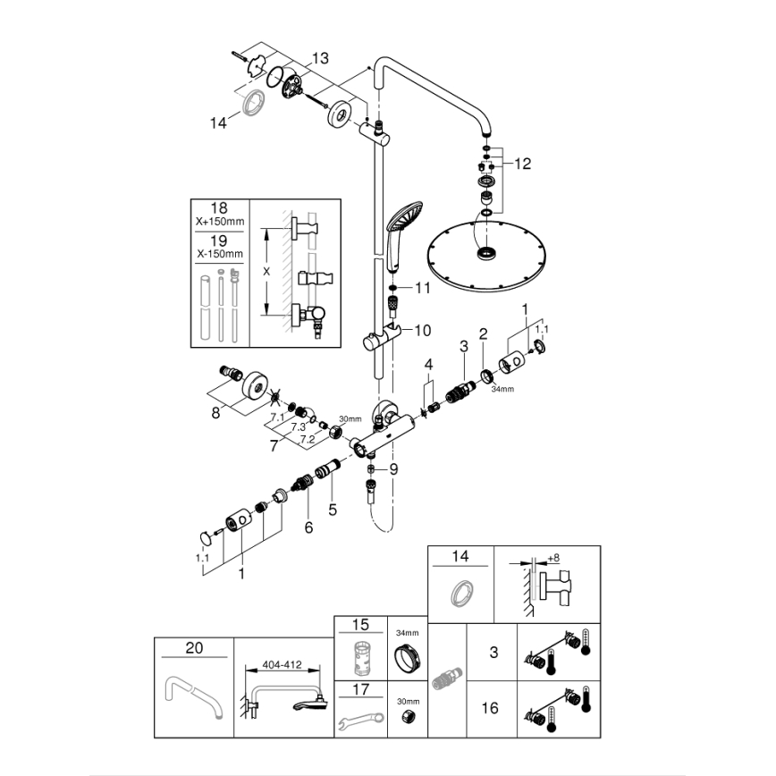 GROHE 26075GL0 - Sistema de duche EUPHORIA SYSTEM 310 450 mm dourado
