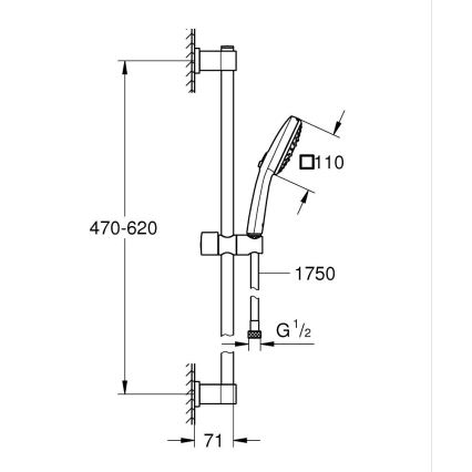 GROHE 26096001 - Conjunto de duche VITALIO COMFORT 110 600 mm cromado brilhante