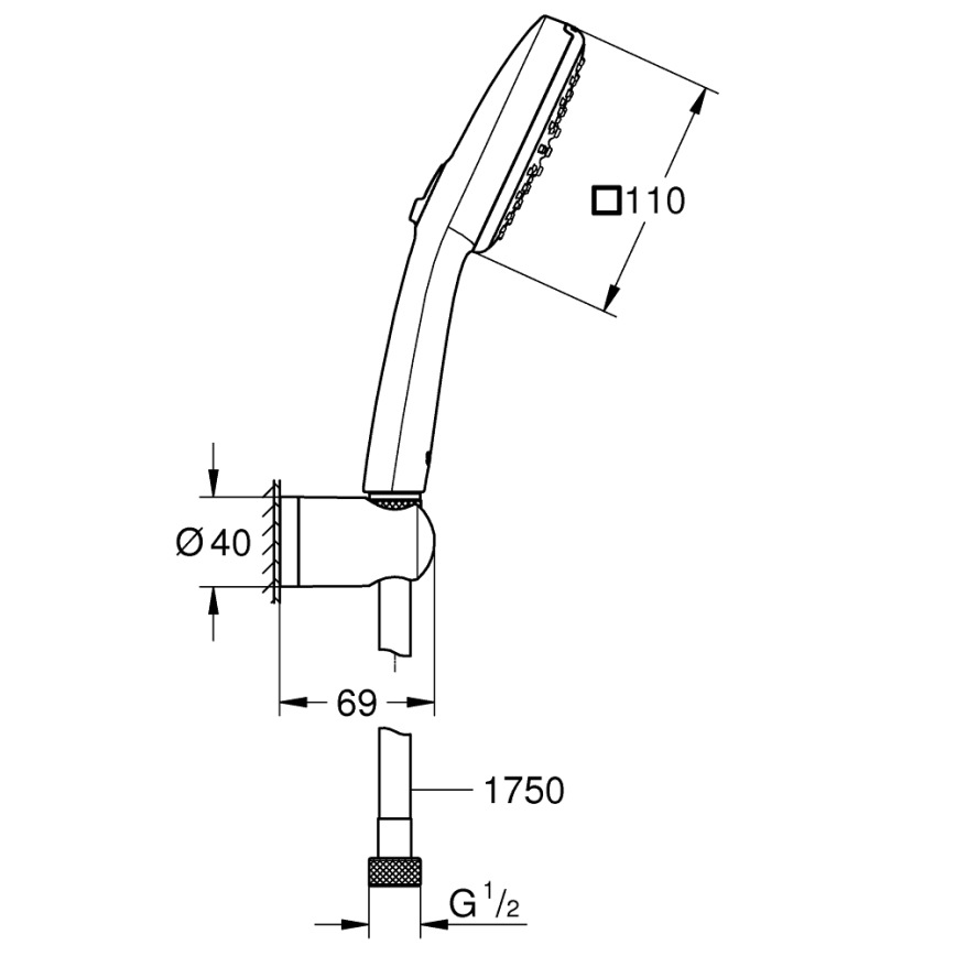 GROHE 26399001 - Conjunto de duche VITALIO COMFORT 110 cromado brilhante