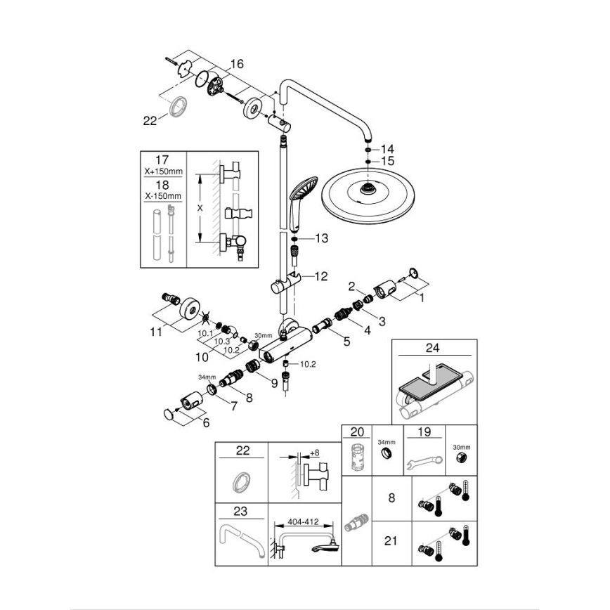 GROHE 26400001 - Sistema de duche VITALIO JOY SYSTEM 310 450 mm cromado brilhante