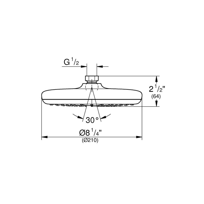 GROHE 26410000 - Cabeça de duche TEMPESTA 210 mm, acabamento cromado brilhante