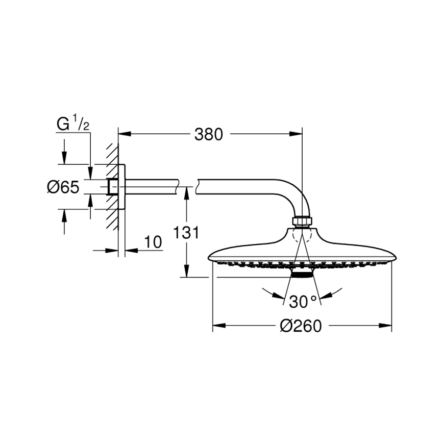 GROHE 26459000 - Cabeça de duche EUPHORIA 260 380 mm cromado polido