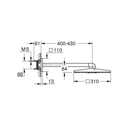 GROHE 26479000 - Cabeça de duche RAINSHOWER SMARTACTIVE 310 CUBE cromo brilhante