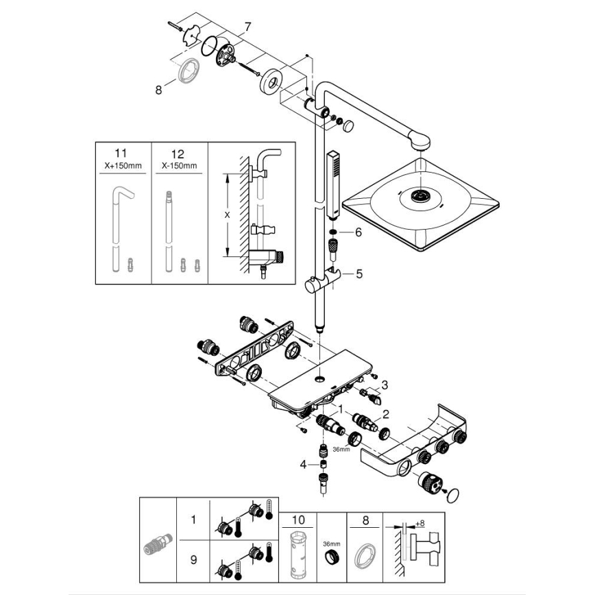 GROHE 26508000 - Sistema de duche EUPHORIA SMARTCONTROL 310 CUBE, cromado brilhante