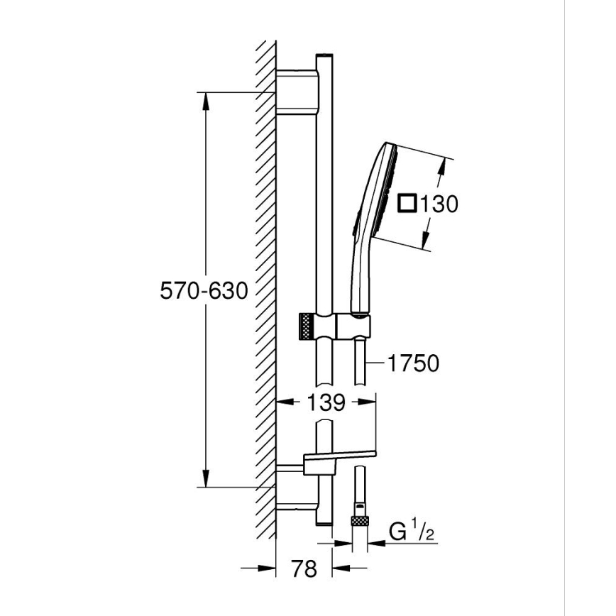 GROHE 26596000 - Conjunto de duche VITALIO SMARTACTIVE 130 CUBE 600 mm cromado brilhante