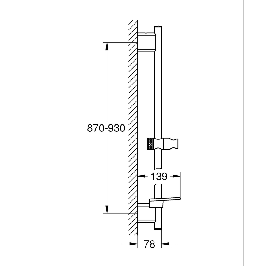 GROHE 266032430 - Barra de duche SMARTACTIVE 900 mm preta