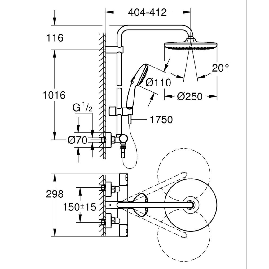GROHE 26677001 - Sistema de duche VITALIO START SYSTEM 250 cromado brilhante