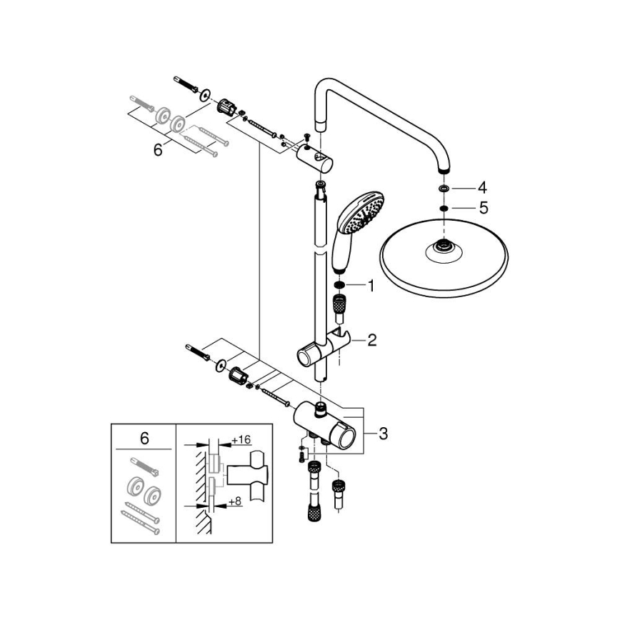 GROHE 26680001 - Sistema de duche VITALIO START SYSTEM 250 390 mm, em metal cromado