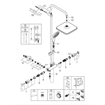 GROHE 266962431 - Sistema de duche VITALIO COMFORT 250 250 × 250 mm preto