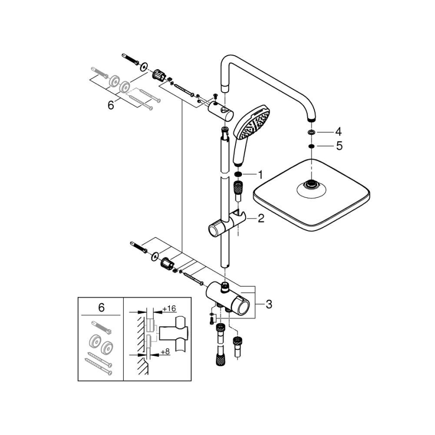GROHE 266982431 - Sistema de duche VITALIO COMFORT 250 390 mm preto