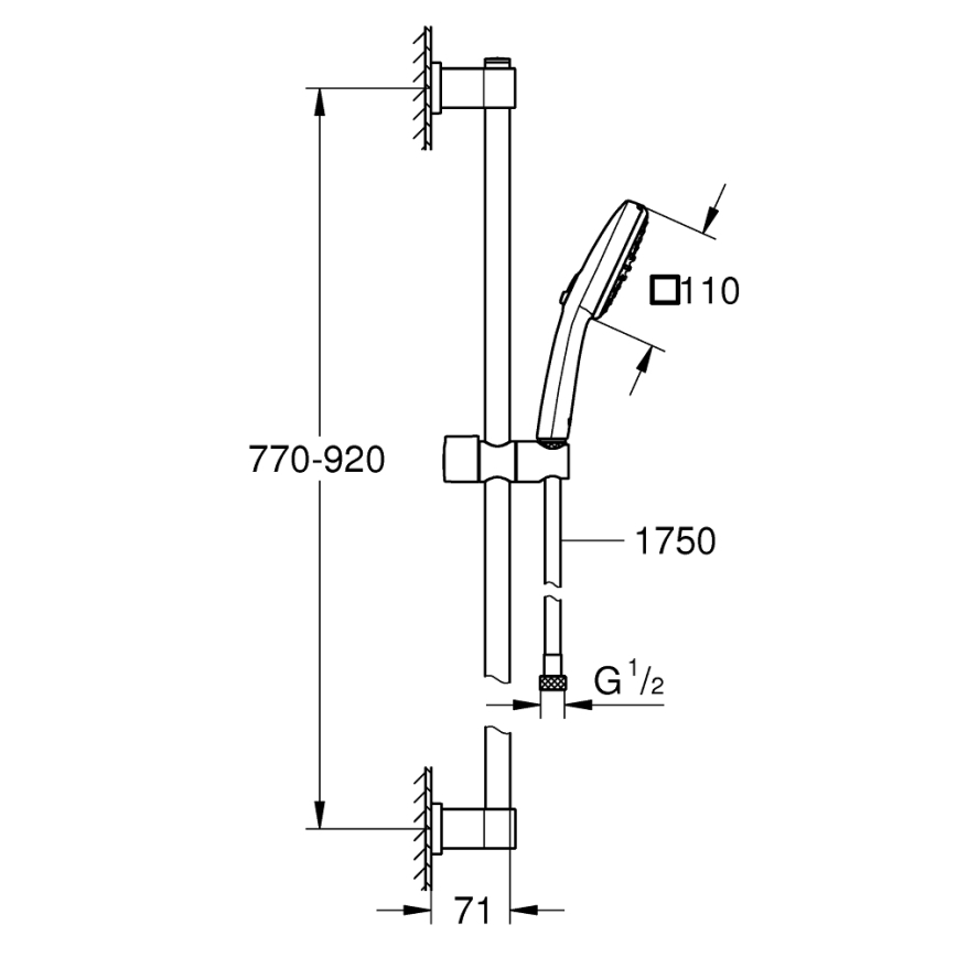 GROHE 269302431 - Conjunto de duche VITALIO COMFORT 110 900 mm preto