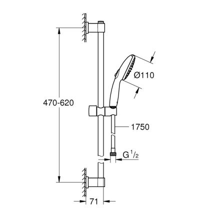 GROHE 26951001 - Conjunto de duche VITALIO START 110, 600 mm, cromado brilhante