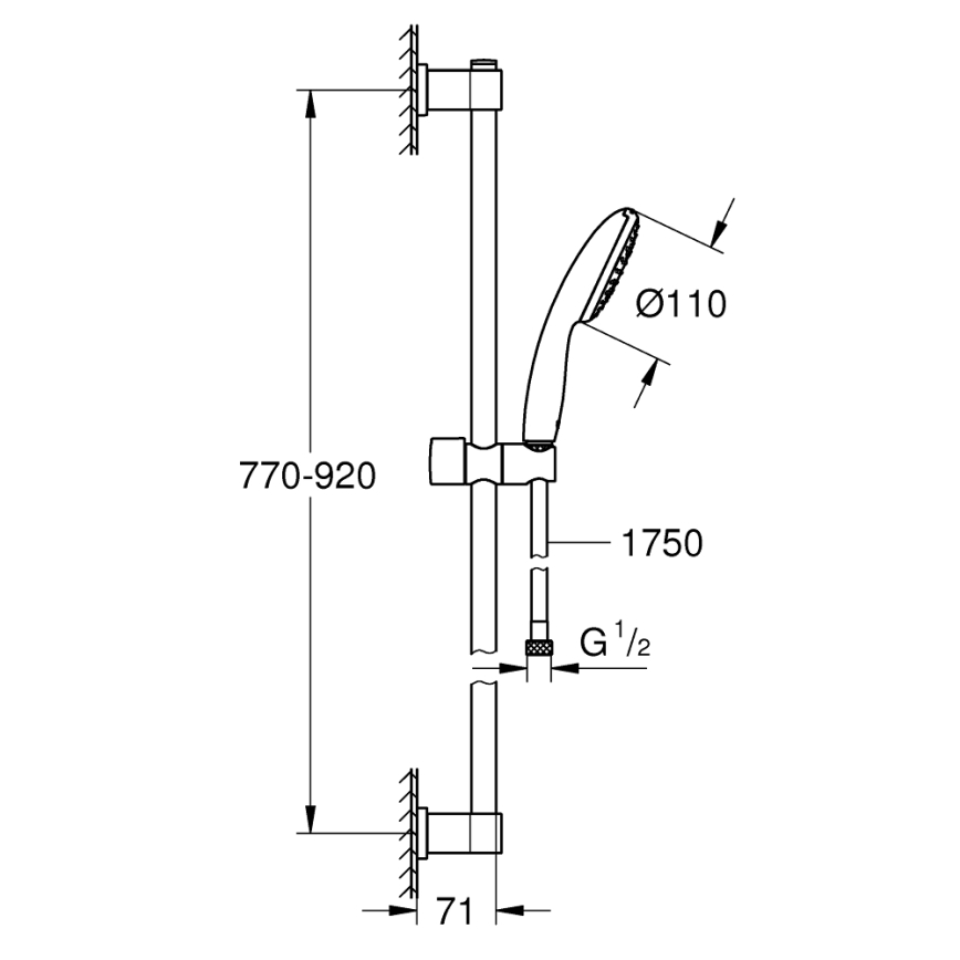 GROHE 26953001 - Conjunto de duche VITALIO START 110 900 mm cromado brilhante