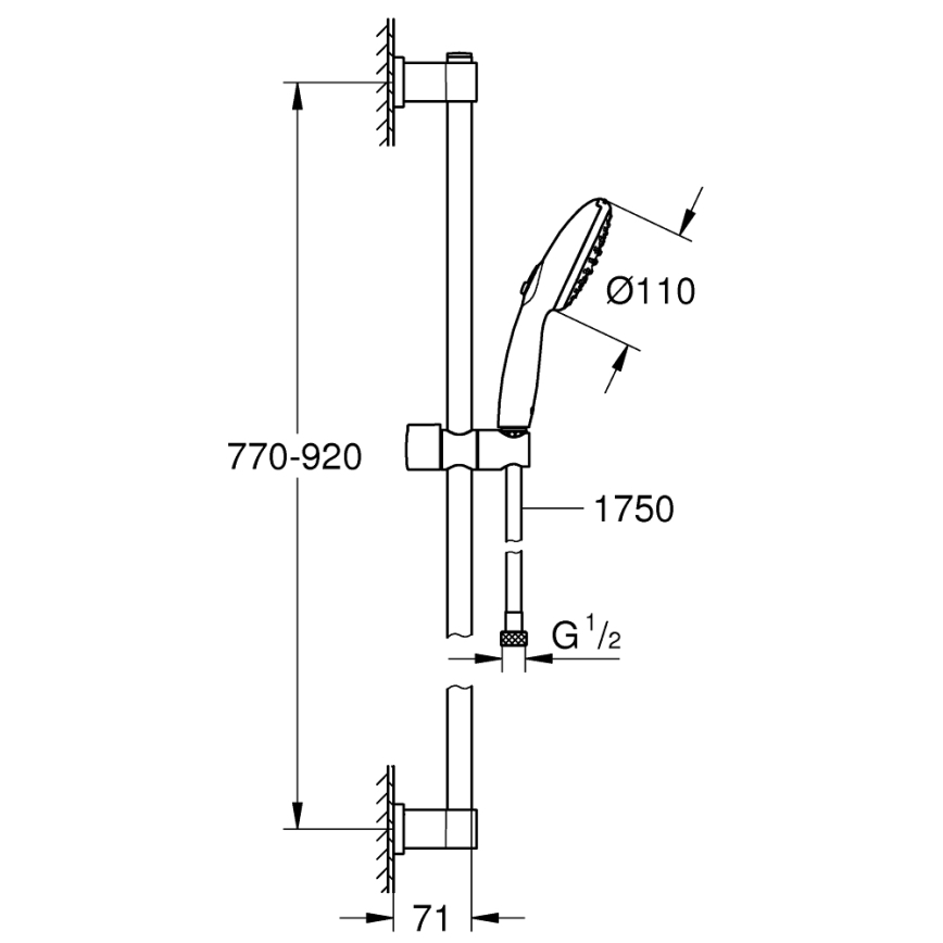 GROHE 269542431 - Conjunto de duche VITALIO START 110 900 mm preto