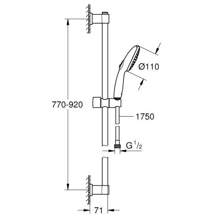 GROHE 26955001 - Conjunto de duche VITALIO START 110 900 mm em aço inoxidável