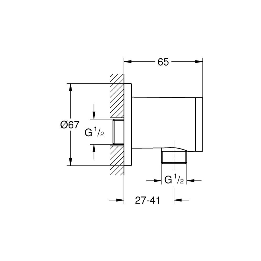 GROHE 26963001 - Cotovelo de parede VITALIO UNIVERSAL 12” cromado brilhante