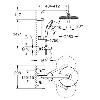 GROHE 26988001 - Sistema de duche VITALIO START SYSTEM 390 mm, cromado brilhante
