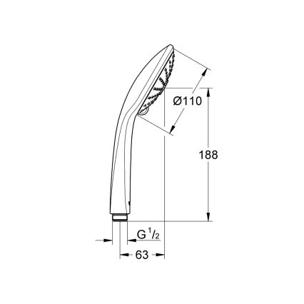 GROHE 27221000 - Chuveiro de mão TEMPESTA COSMOPOLITAN 100 3 jatos cromado brilhante