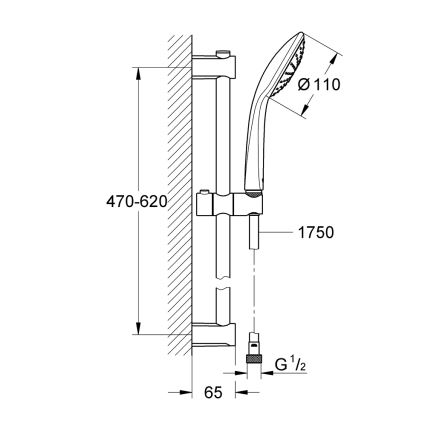 GROHE 27322000 - Conjunto de duche VITALIO JOY 600 mm cromado brilhante