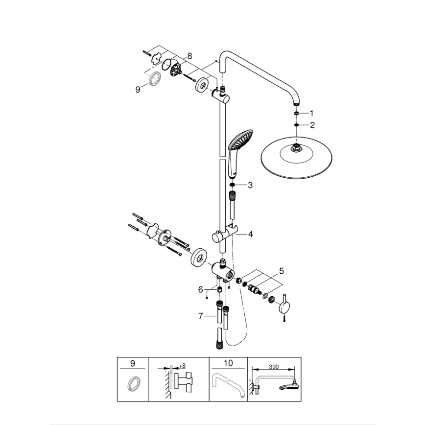 GROHE 27421002 - Sistema de duche EUPHORIA 260 cromado brilhante