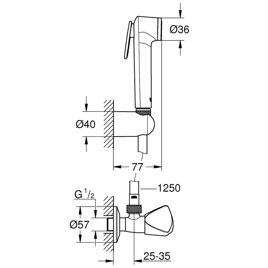 GROHE 27514001 - Ducha manual para bidé TEMPESTA-F TRIGGER SPRAY 30, 36 mm, cromado