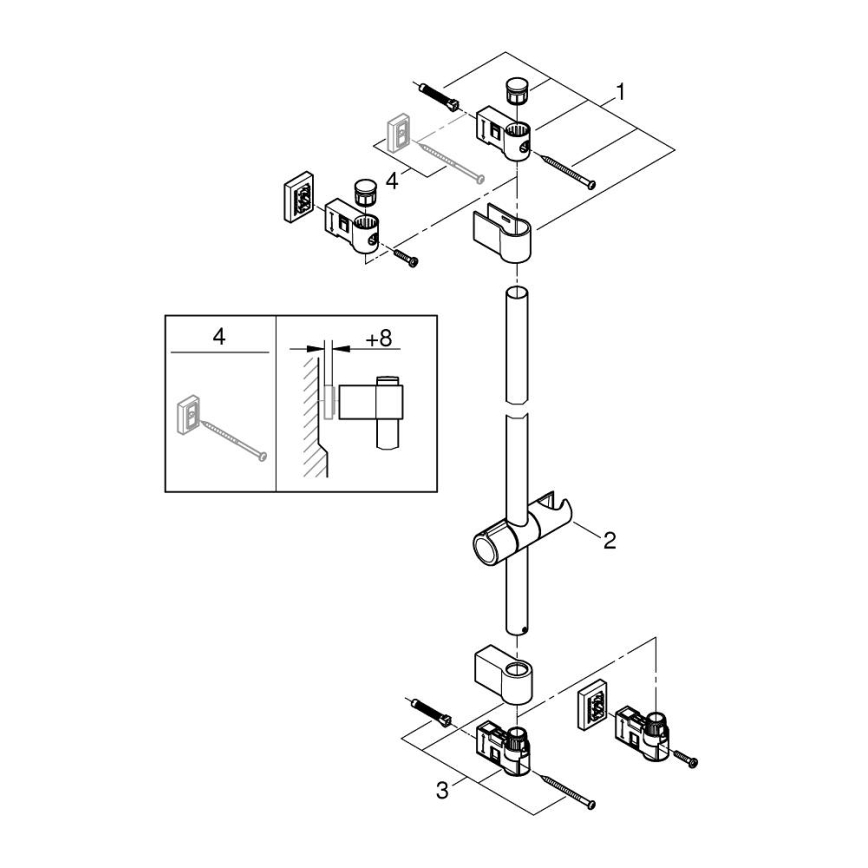 GROHE 27724001 - Barra de duche VITALIO UNIVERSAL 600 mm cromado brilhante